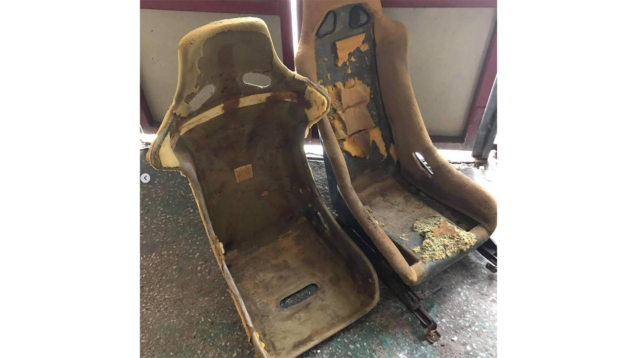 Before — bare seat shells