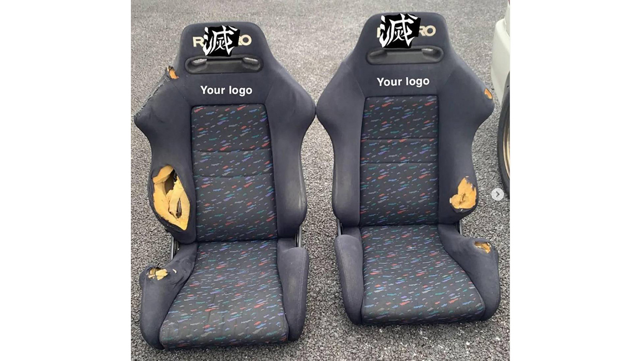 Before — torn Recaro